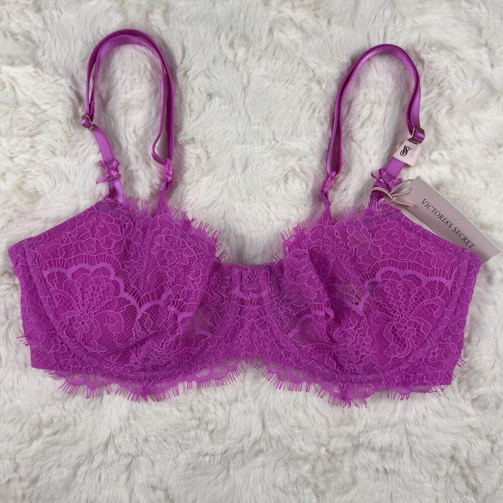 Victoria’s Secret Dream Angels Unlined Uplift Sling Lace Bra Pink Size 32DD NWT